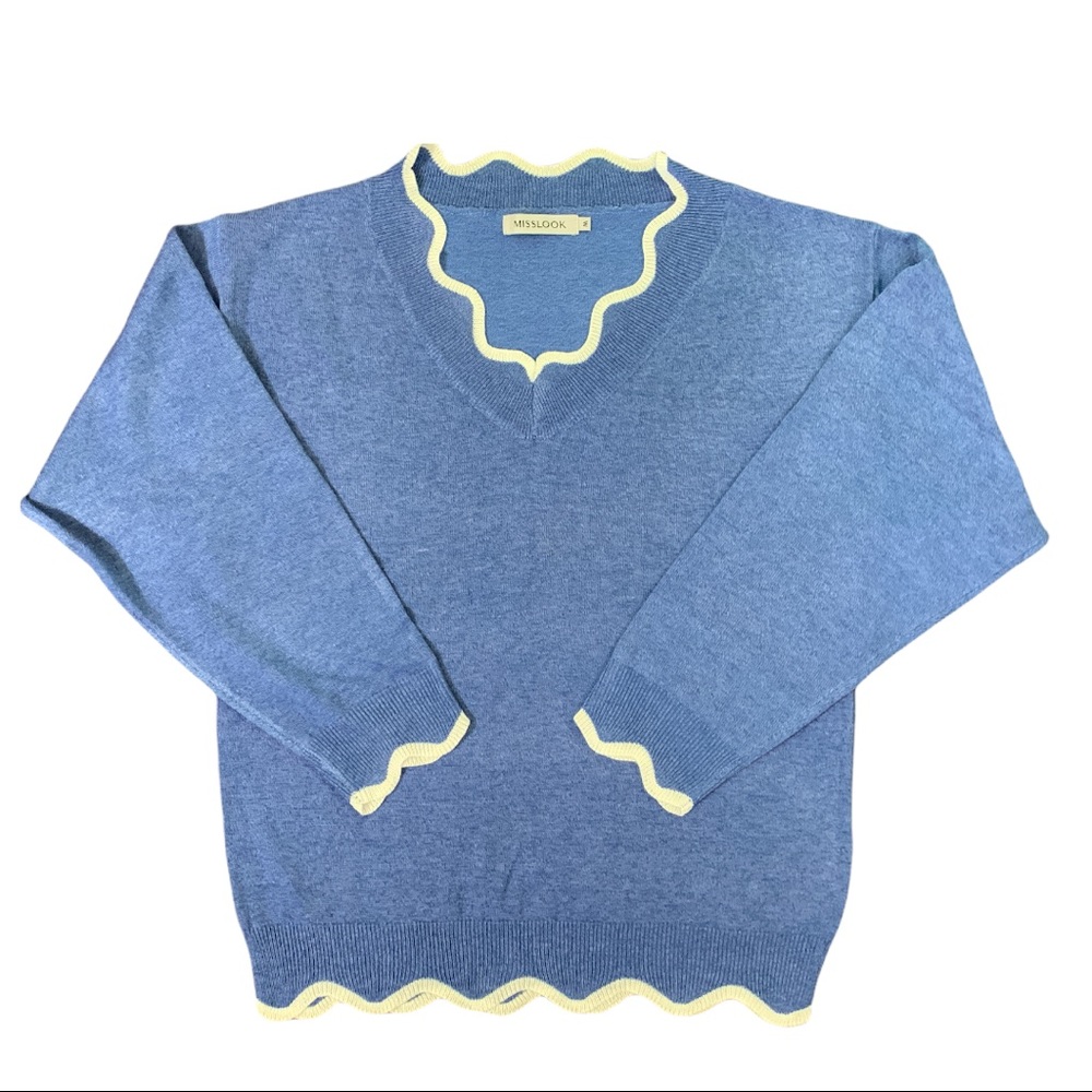 Misslook Swirl Crewneck Pullover Sweater with Stretch Medium